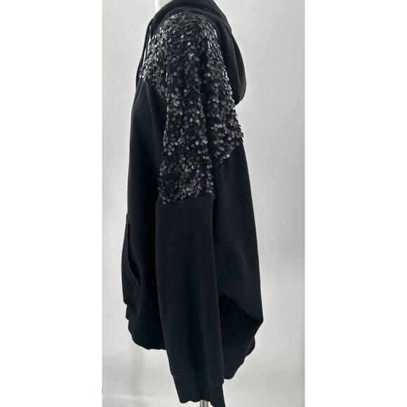 Torrid Super Soft Fleece Black Hoodie Sequins Bling Pullover Sz 5 - Picture 5 of 8